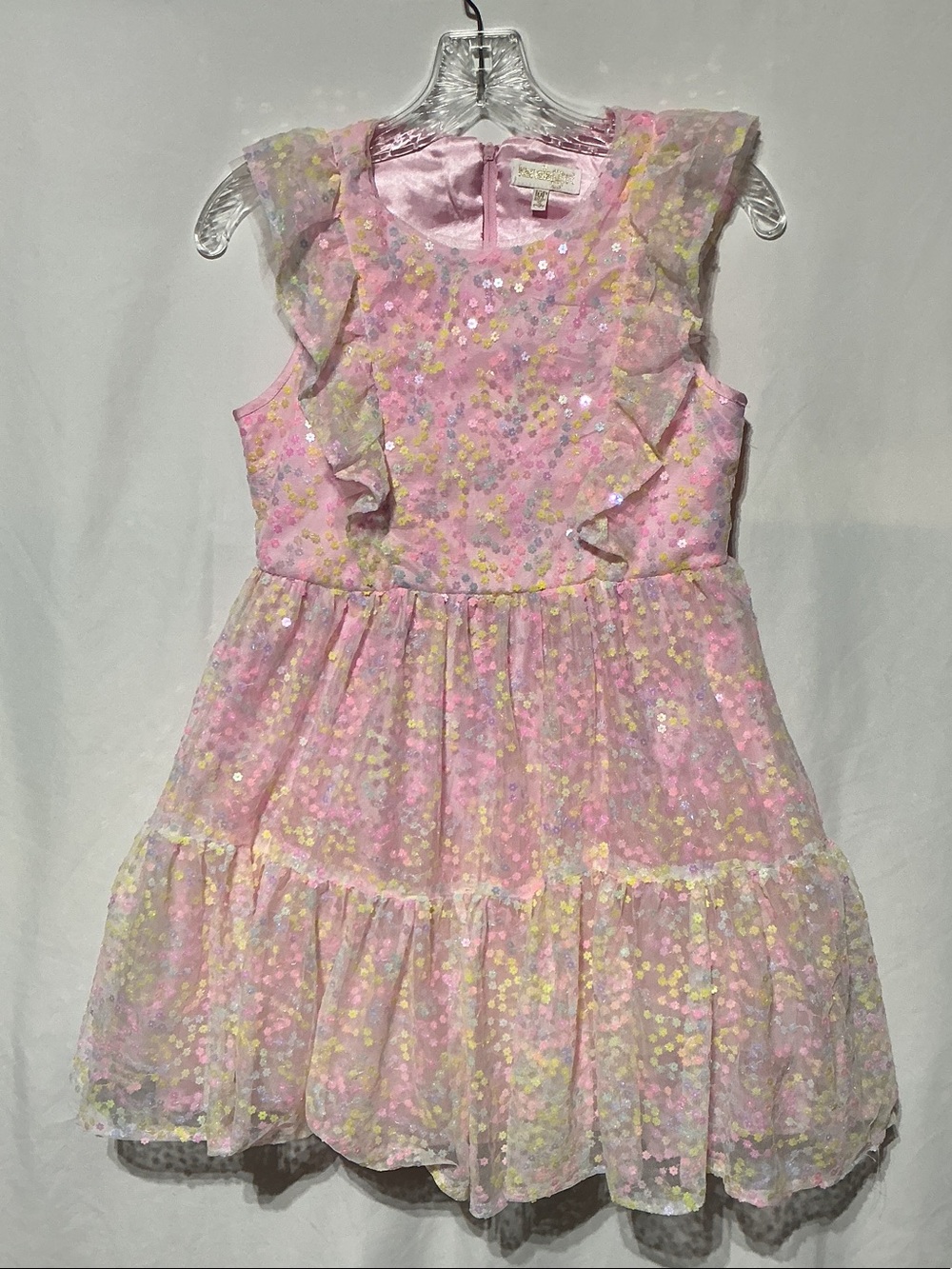 Kensie Girl Pink Sequin Flower Formal Dress Sz 10